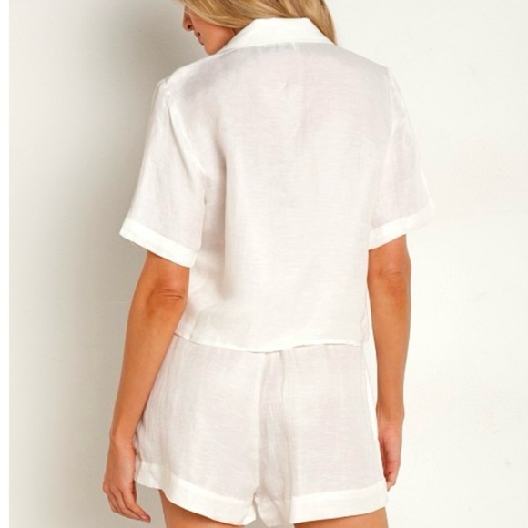 Anemos The High Waisted Short Linen Blend in White Size Large - Picture 4 of 9
